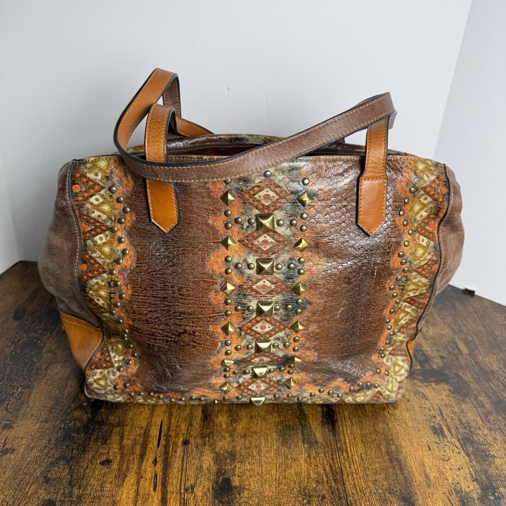 Vintage Sharif Couture Leather Purse Handbag Studded Western Skin